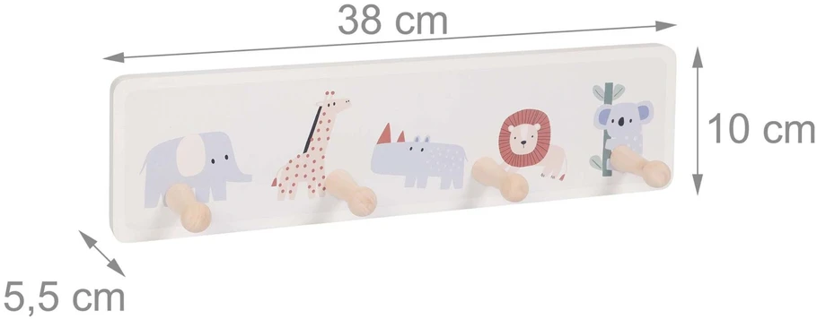 Relaxdays Vaikų drabužių pakaba, 4 kabliukai, 10 x 38 cm