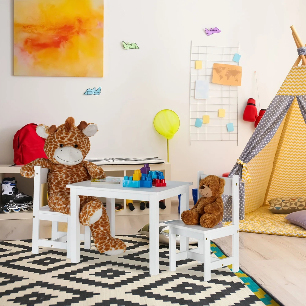 Relaxdays Baltoji vaikų komplektacija su 2 kėdėmis