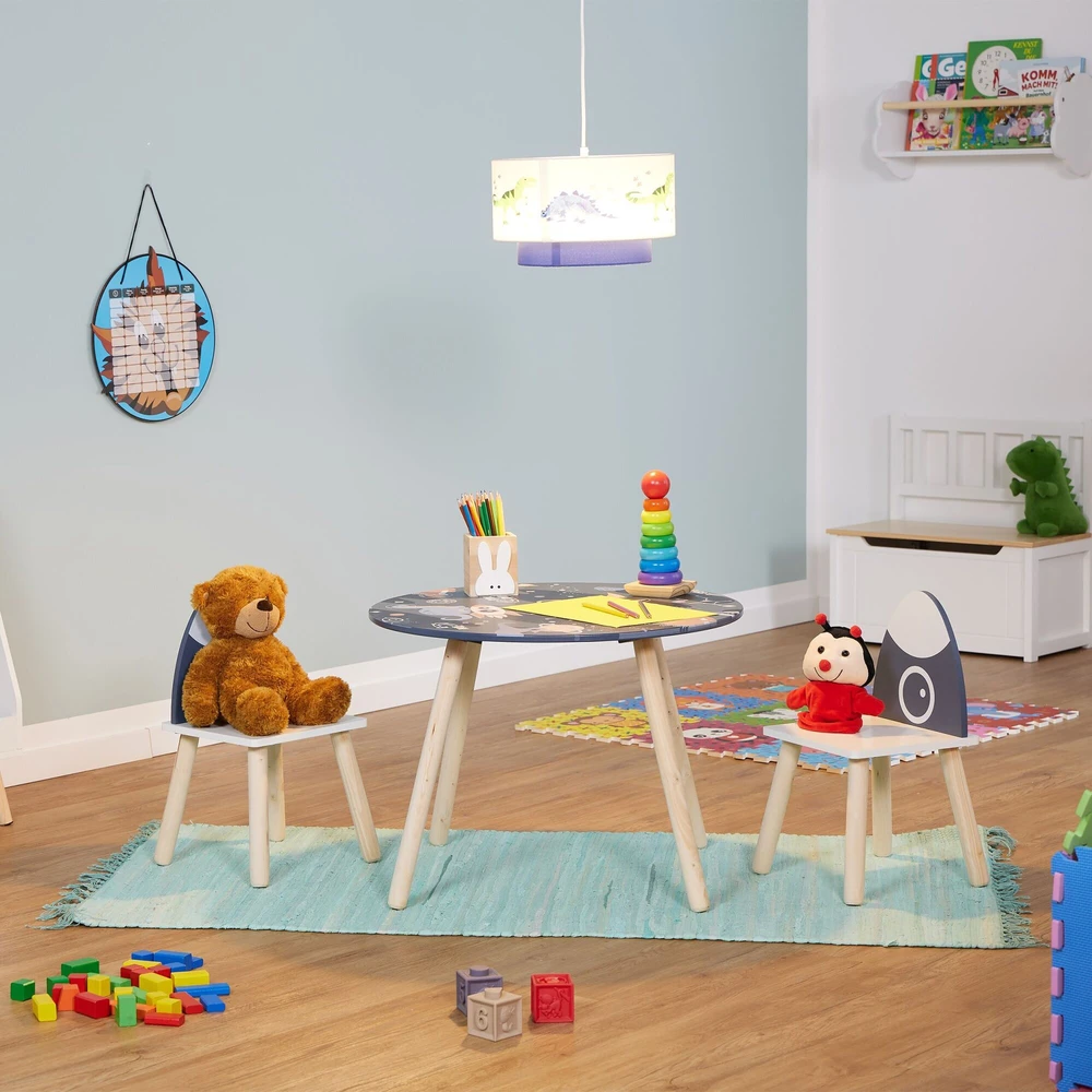 Relaxdays Vaikiškas stalo ir kėdžių rinkinys Space Dino