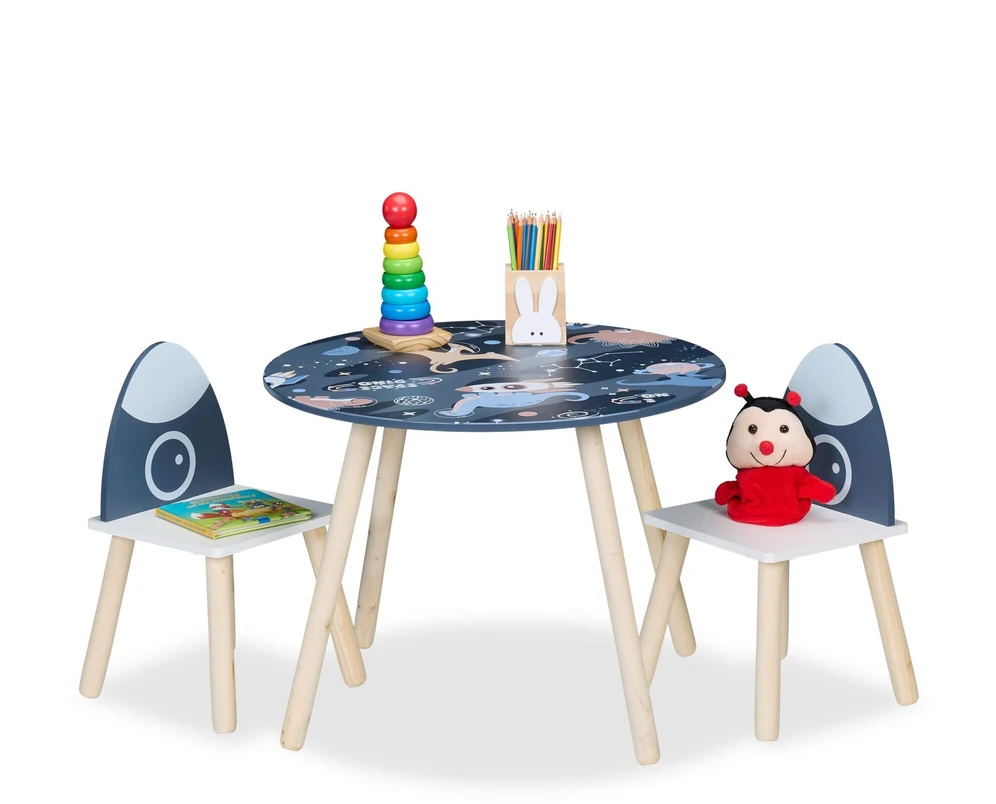Relaxdays Vaikiškas stalo ir kėdžių rinkinys Space Dino