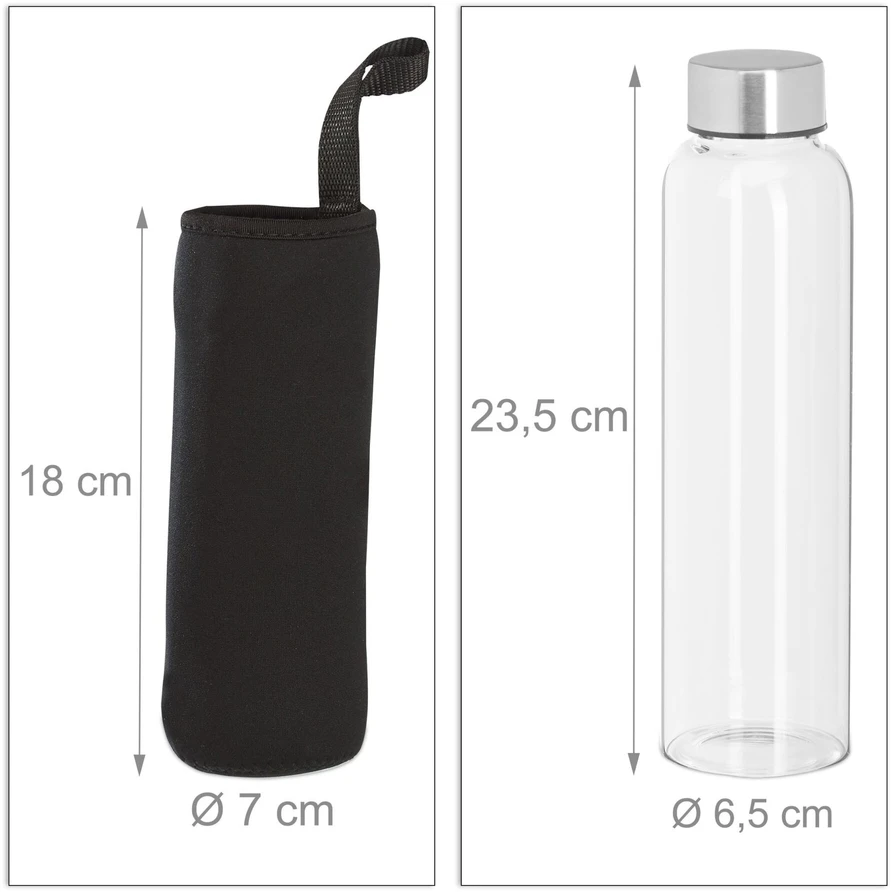 Gertuvė Relaxdays 6 dalių stiklinių vandens butelių rinkinys, 500 ml