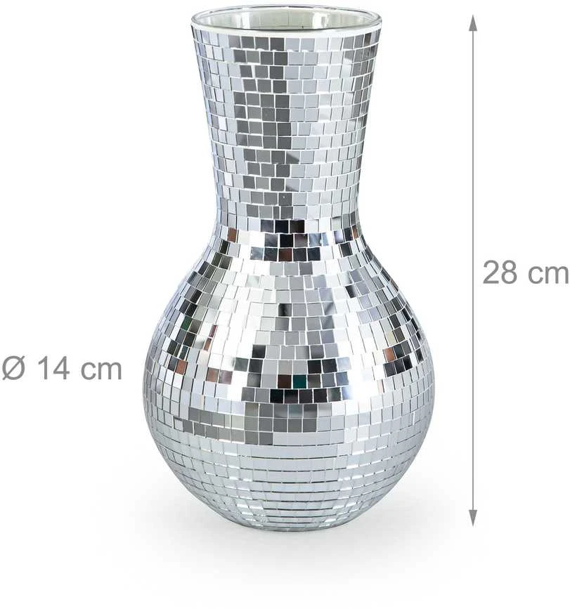 Relaxdays Disko vaza su veidrodine mozaika, 28 cm