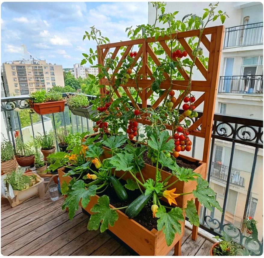 Relaxdays Medinė sodinukų dėžė su grotelėmis