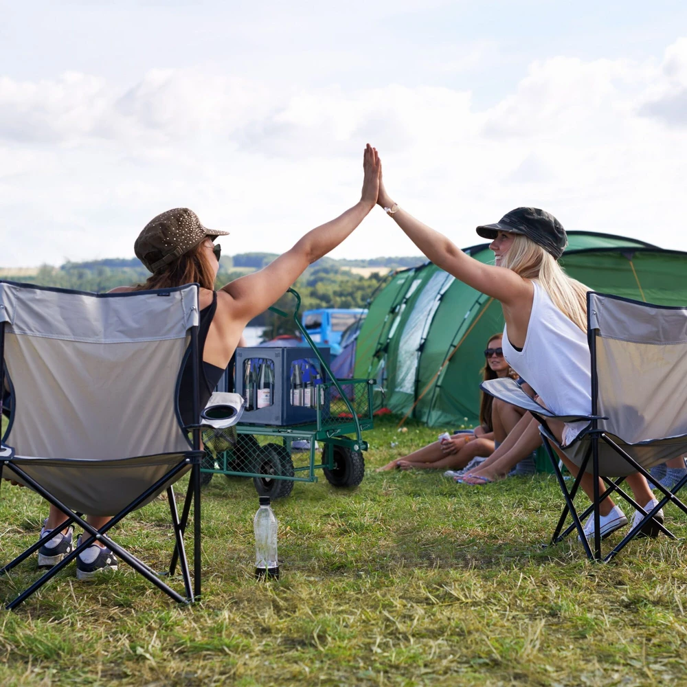 Relaxdays Žalias tvirtas vežimėlis su juodais ratlankiais