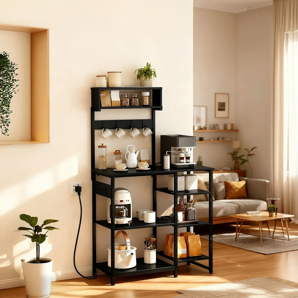 Lova Relaxdays Daugiapakopė virtuvės lentyna su lizdu