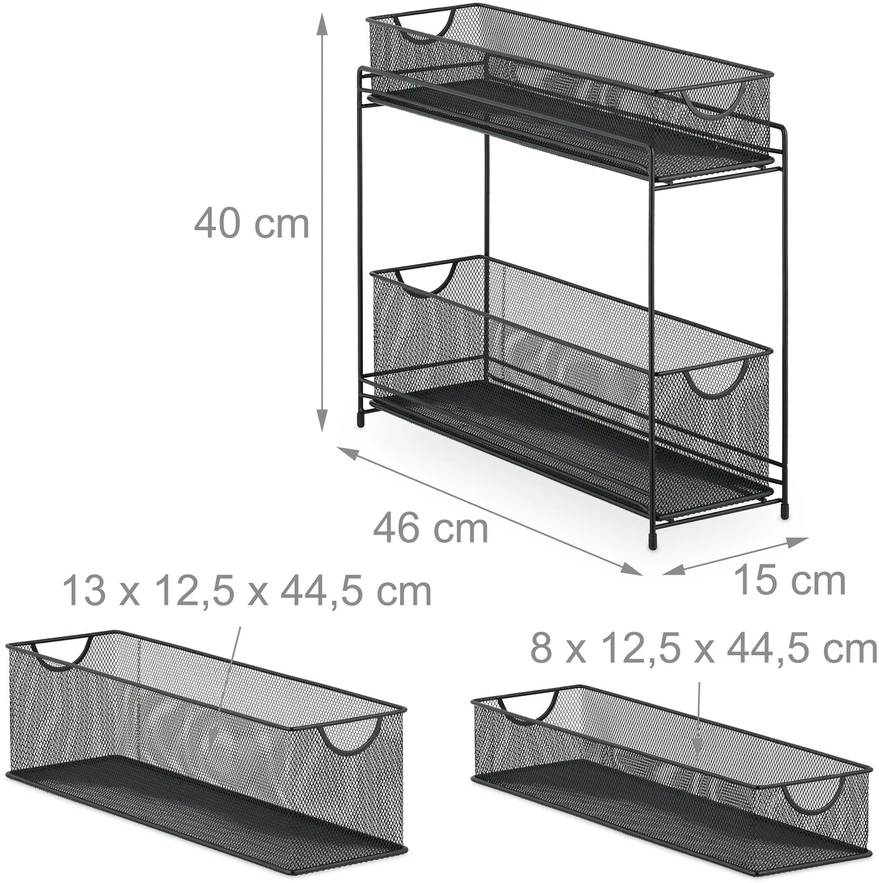 Relaxdays Virtuvės spintelės organizatorius, metalas, 40x15x46 cm