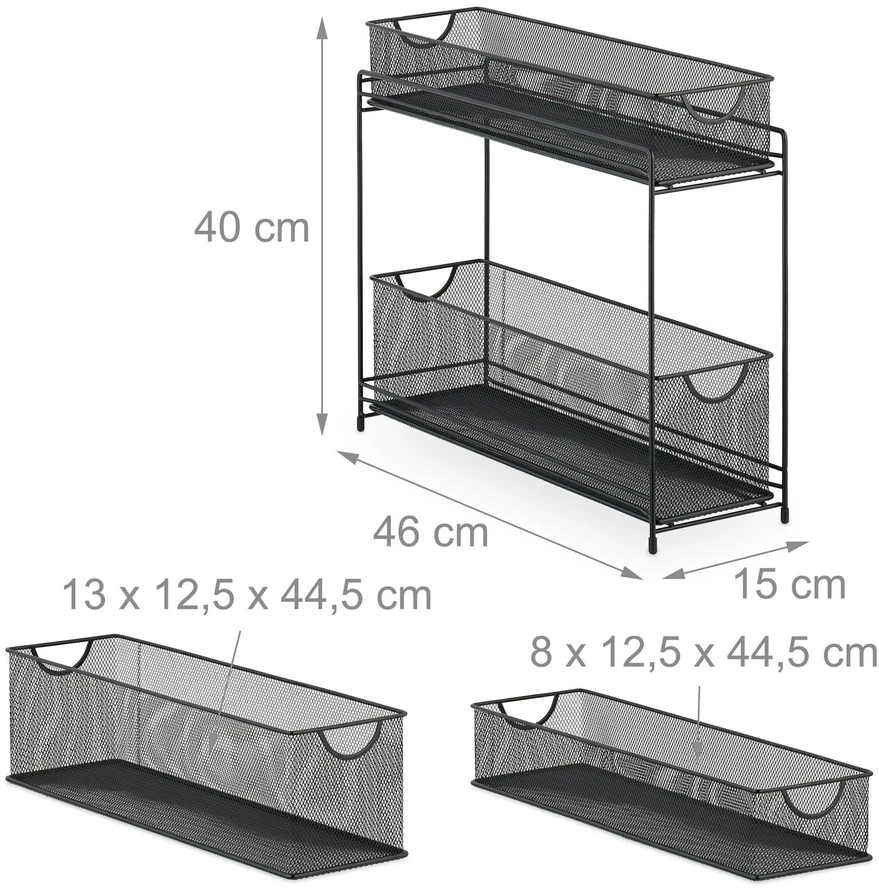 Relaxdays Virtuvės spintelės organizatorius, metalas, 40x15x46 cm