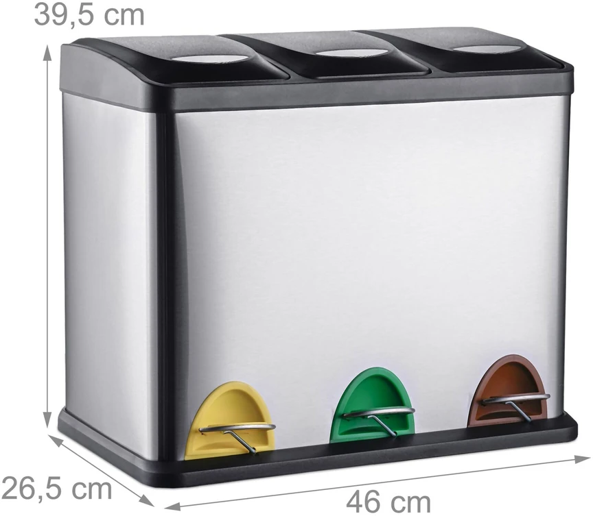 Relaxdays Virtuvės šiukšliadėžė 3 x 8 l