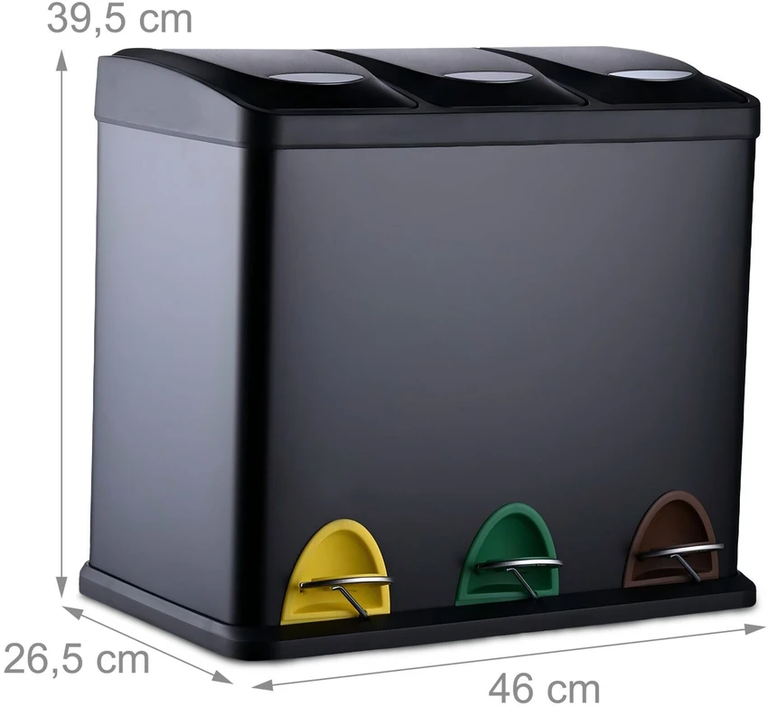 Relaxdays Virtuvės šiukšliadėžė 3 x 8 l