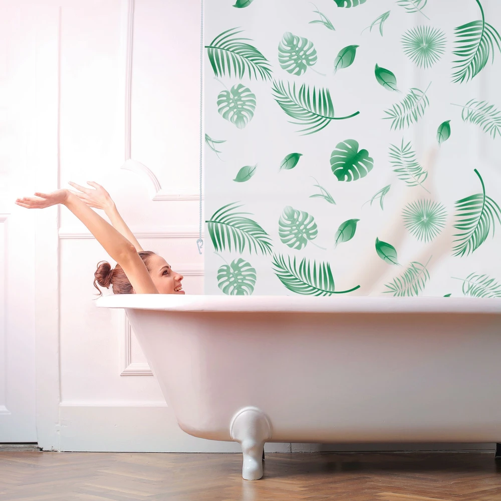 Relaxdays Vonioms roletinė užuolaida su lapų raštu
