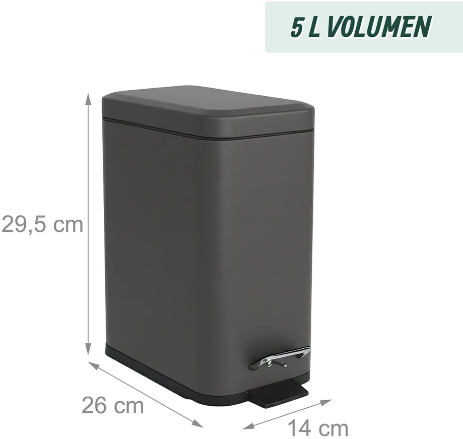 Relaxdays 5 l vonios šiukšliadėžė su švelnaus užsidarymo mechanizmu