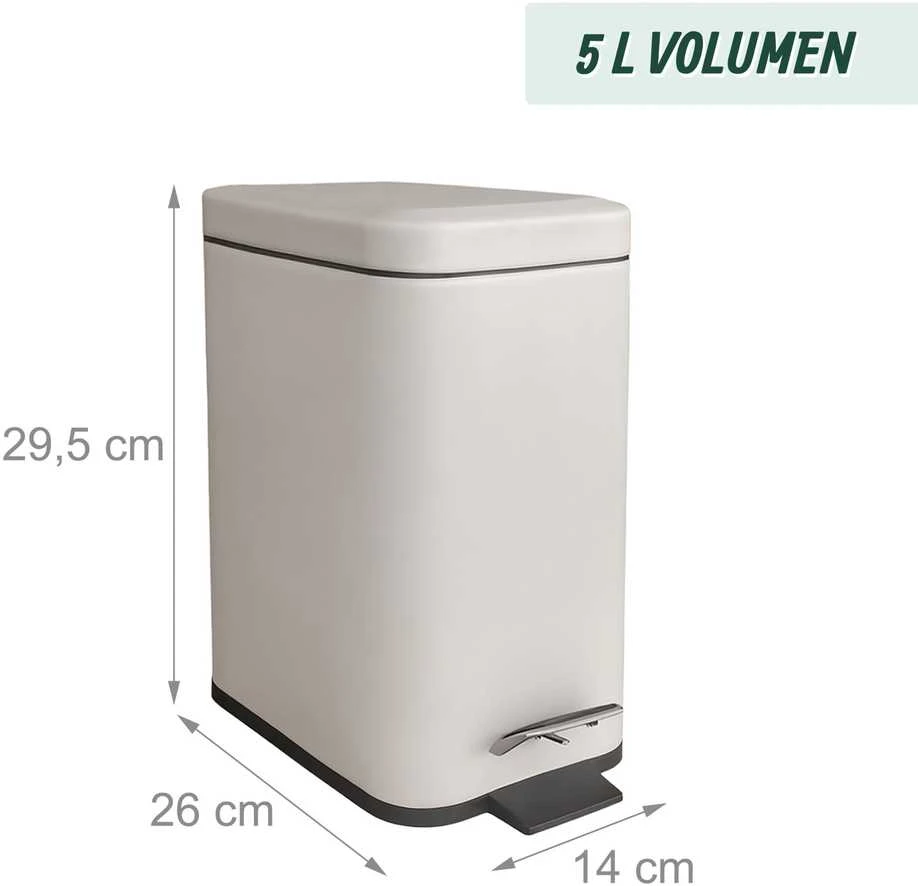 Relaxdays Vonios šiukšliadėžė 5 l su švelnaus užsidarymo mechanizmu