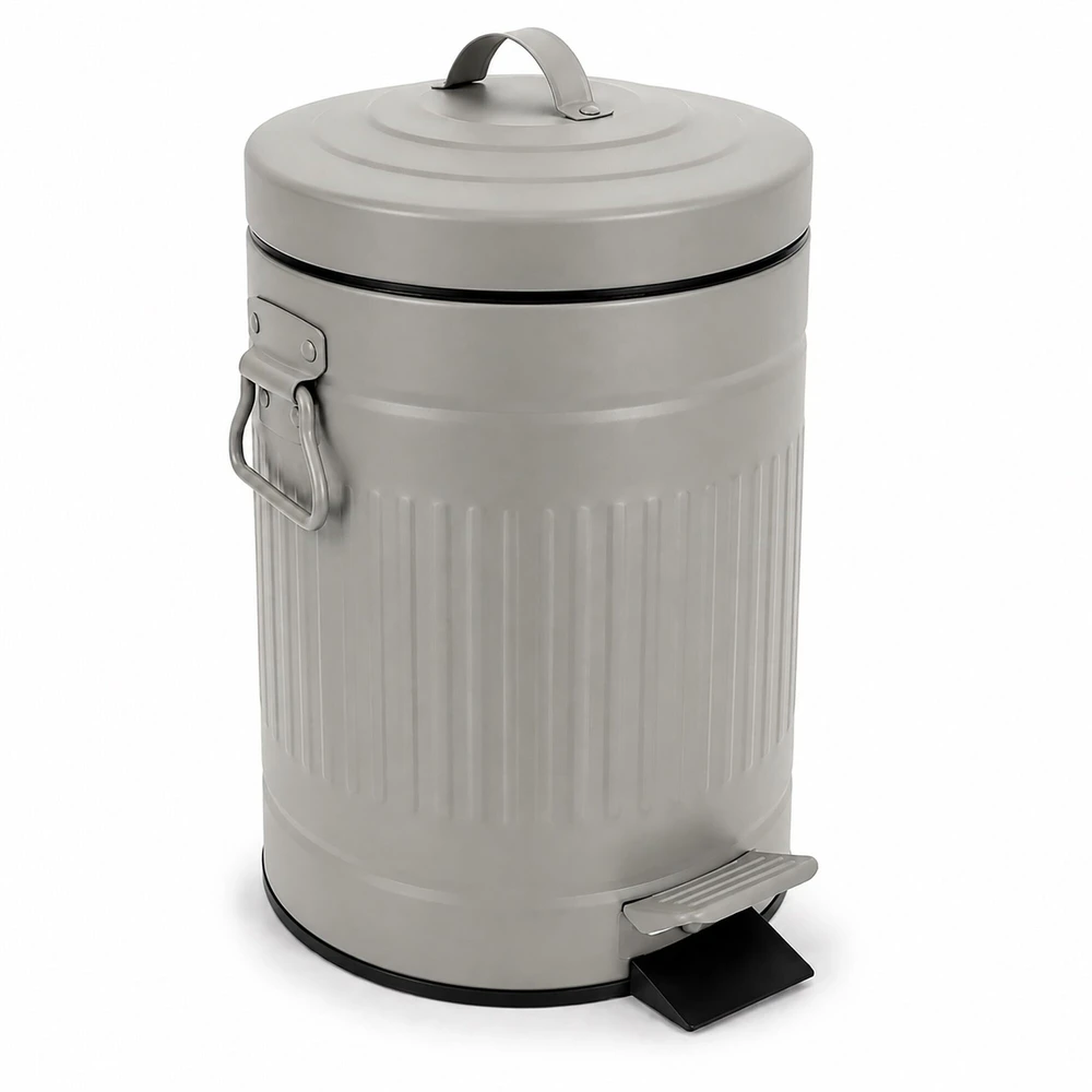 Relaxdays Vonios šiukšliadėžė su pedalu, apvali, retro stiliaus, 5 l