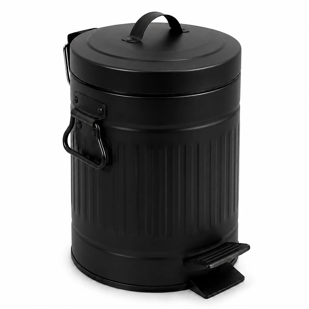 Relaxdays Vonios šiukšliadėžė su pedalu, apvali, retro stiliaus, 3 l