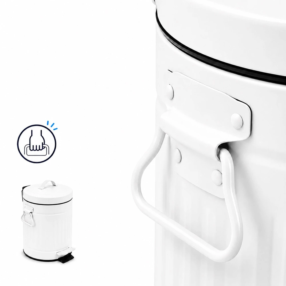 Relaxdays Vonios šiukšliadėžė su pedalu, apvali, retro stiliaus, 3 l