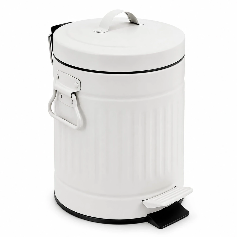 Relaxdays Vonios šiukšliadėžė su pedalu, apvali, retro stiliaus, 3 l
