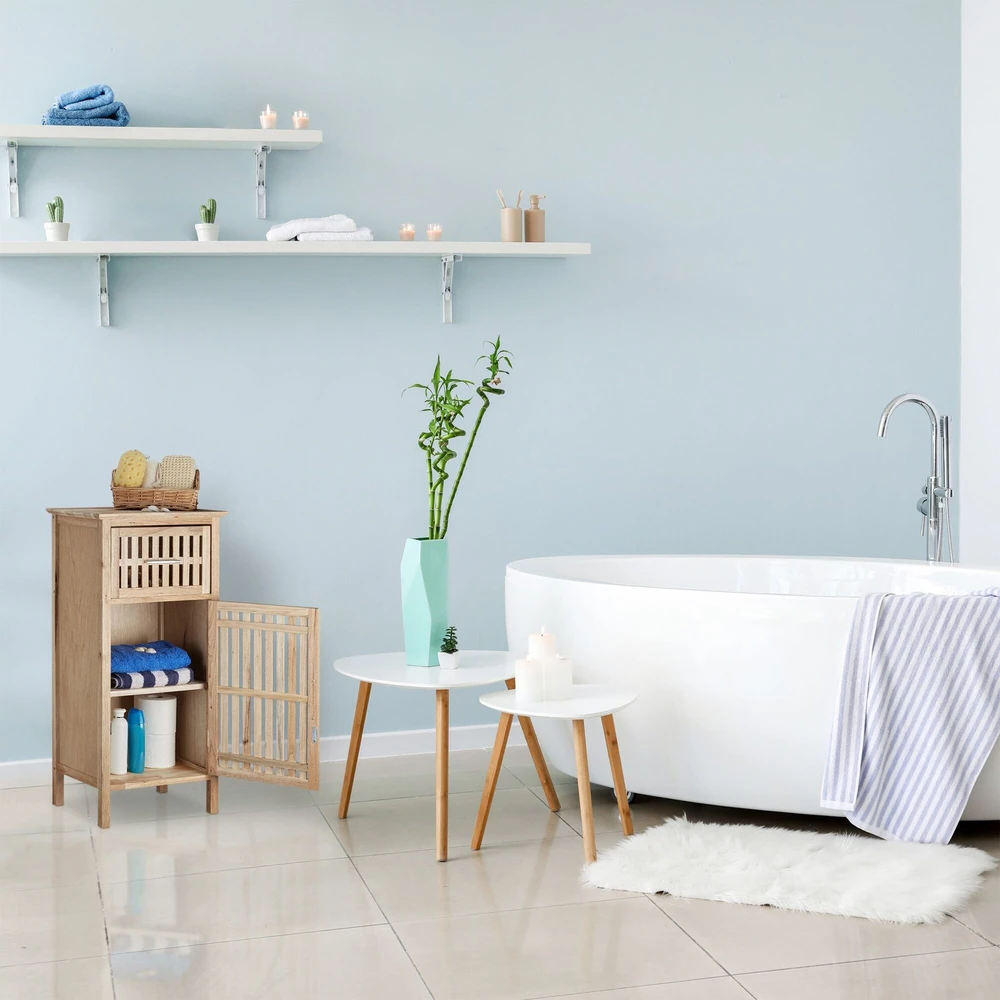 Relaxdays Pastatoma riešutmedžio vonios spintelė