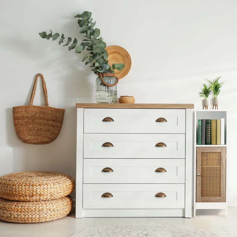 Relaxdays Vonios spintelė su rotango imitacijos durelėmis
