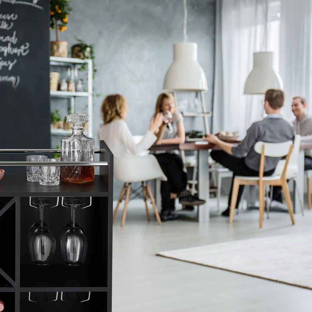 Relaxdays Didelė vyno lentyna su taurių laikikliu