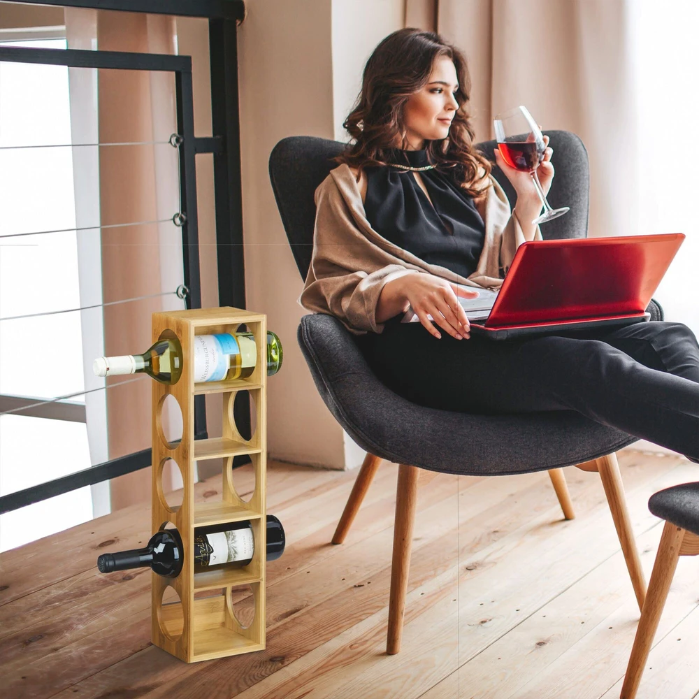 Relaxdays Bambukinė vyno lentyna su 5 lygiais