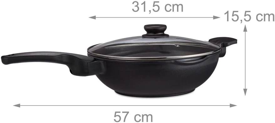Relaxdays Indukcinė wok keptuvė su dangčiu