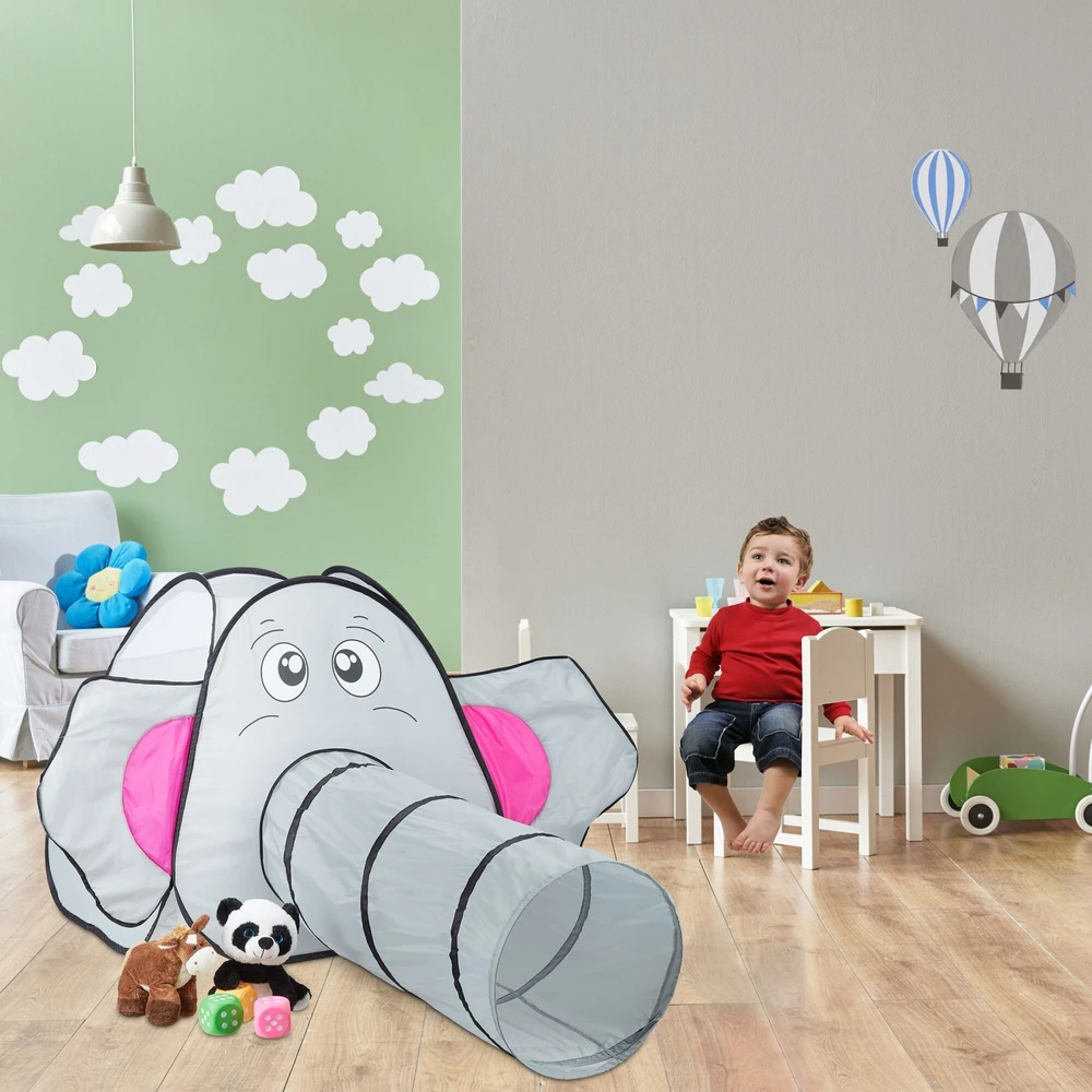 Relaxdays Vaikiška žaidimų palapinė Drambliukas su tuneliu