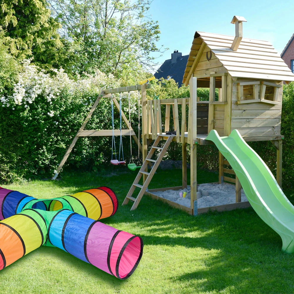 Relaxdays Spalvingas žaidimų tunelis su 4 vamzdžiais