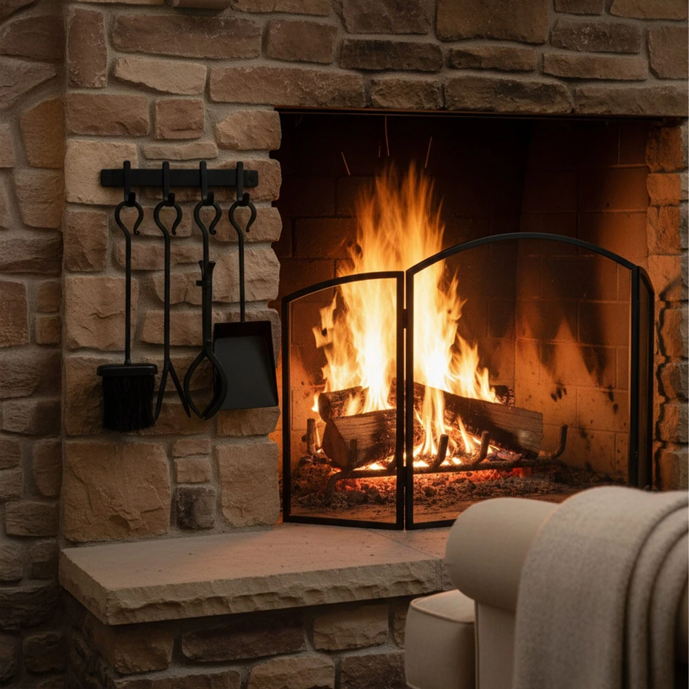 Relaxdays Židinio įrankių rinkinys, 5 dalių, 40,5 cm, juodas