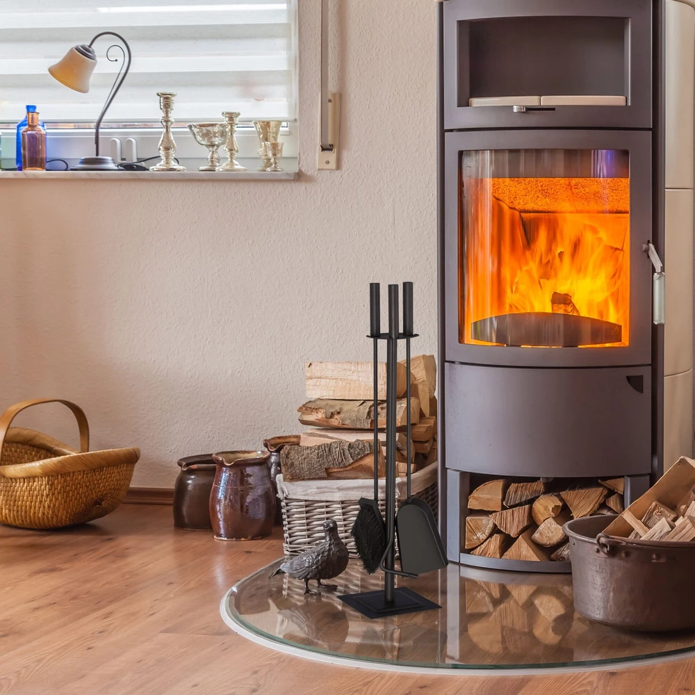 Relaxdays 4 dalių juodas židinio įrankių rinkinys