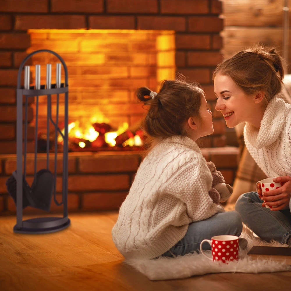 Relaxdays Juodas 5 dalių židinio įrankių rinkinys