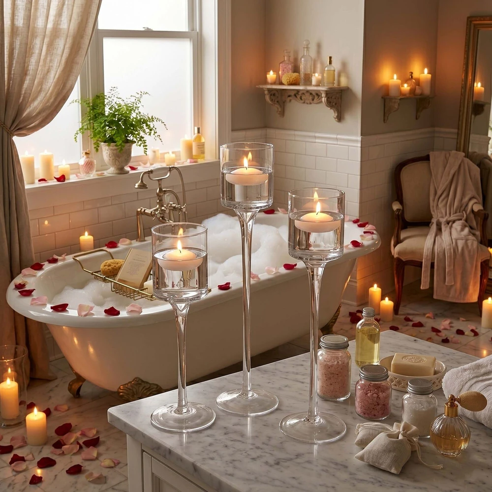 Relaxdays Stiklinės žvakidės, 3 vnt. rinkinys