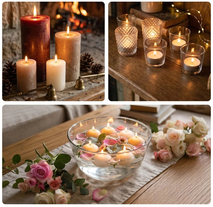 Relaxdays Stiklinės žvakidės, 3 vnt. rinkinys