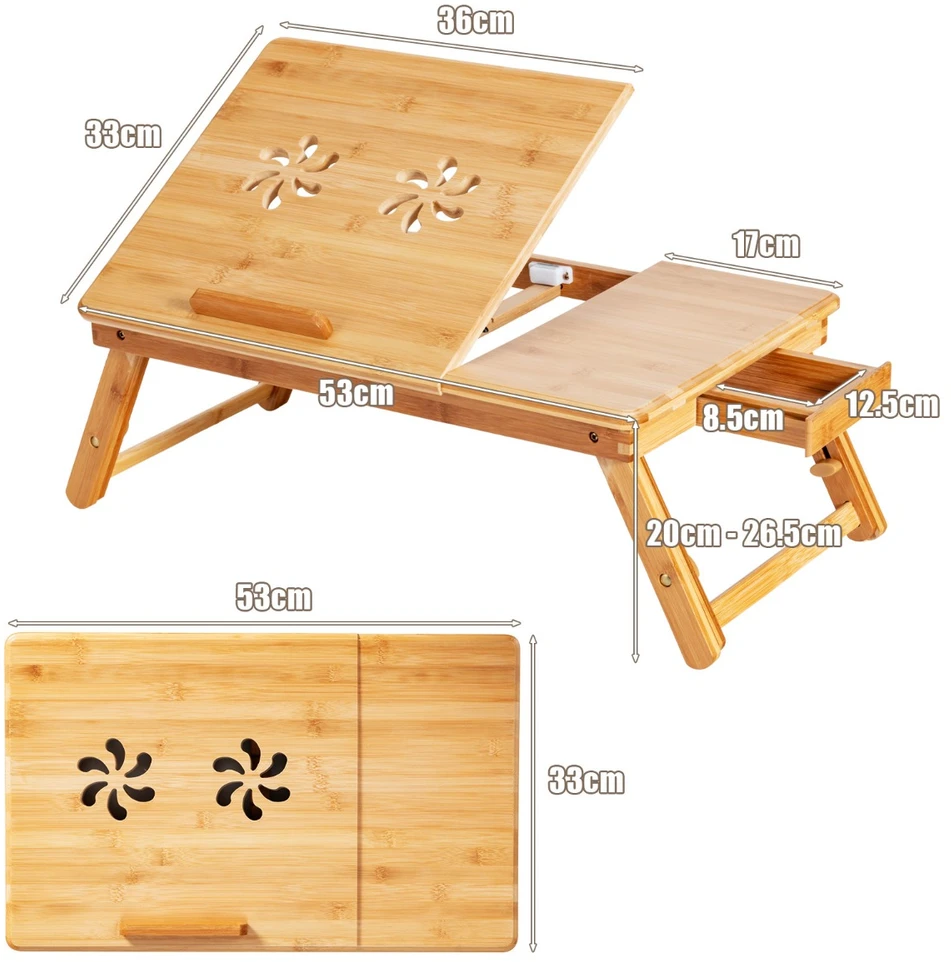 Promotions Nešiojamojo kompiuterio padėklas, bambukas, 53,3x33 cm, natūrali spalva