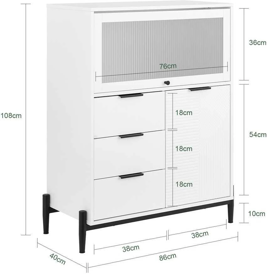 TV staliukas Virtuvės spintelė, SoBuy FSB94-W, 86x40x108 cm