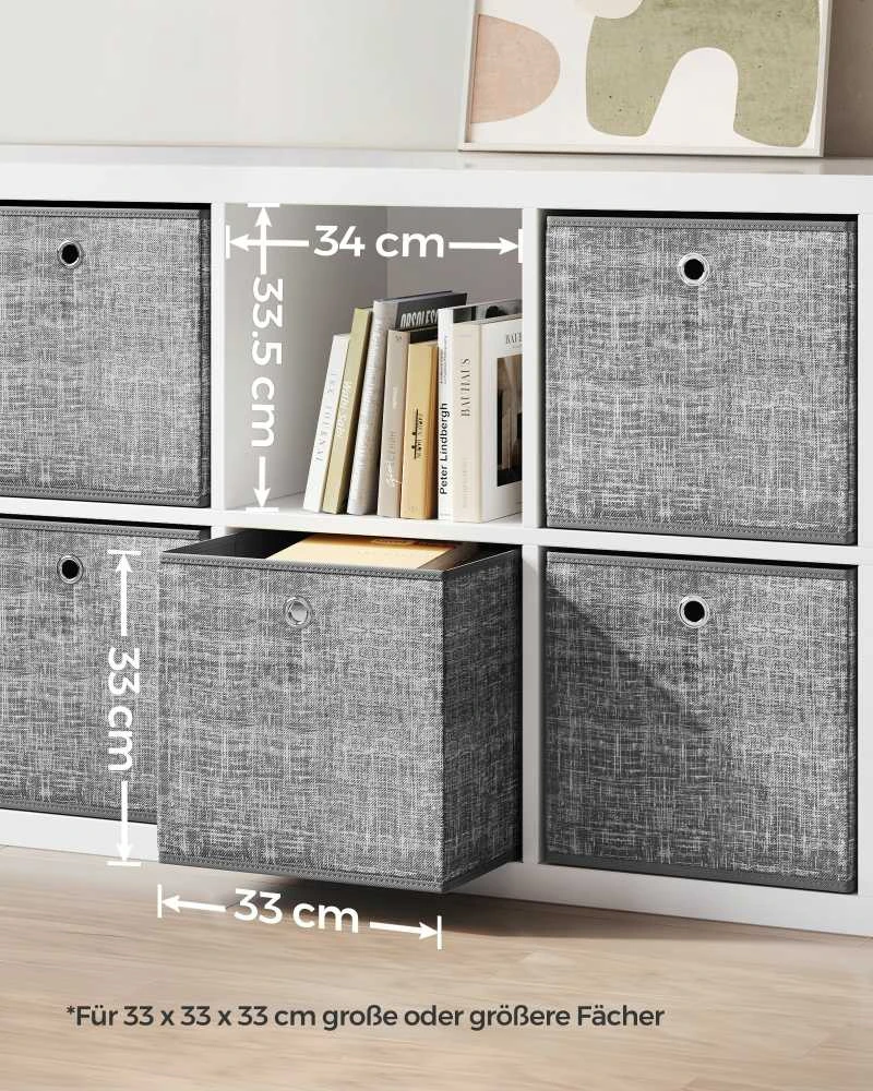 Songmics Aufbewahrungsbox 33cm 6er-Set grau meliert