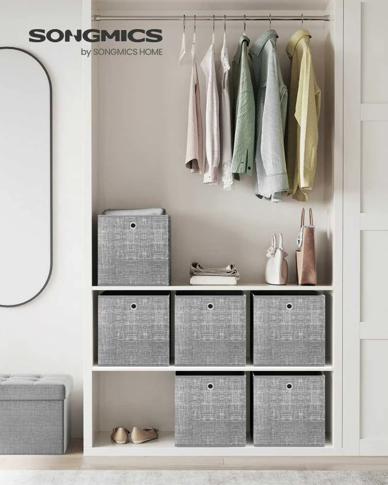 Songmics Aufbewahrungsbox 33cm 6er-Set grau meliert