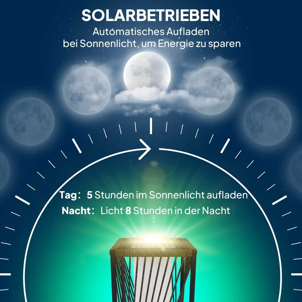 "Outsunny" saulės grindų lempa iš rotango su šviesos jutikliu 25 LED saulės lempos boho stiliaus IP44 vandeniui atspari saulės lempa saulės lempa lauko lempa įkraunamas saulės žibintas sodo balkonui lauko vejos kiemui