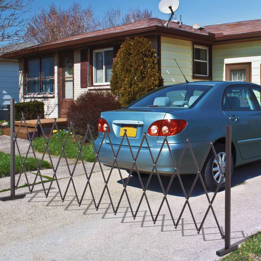Ištraukiama Outsunny žirklinė tvorelė, 35–300 cm, idealiai tinka sodui, aliuminis, ruda, aukštis 103,5 cm