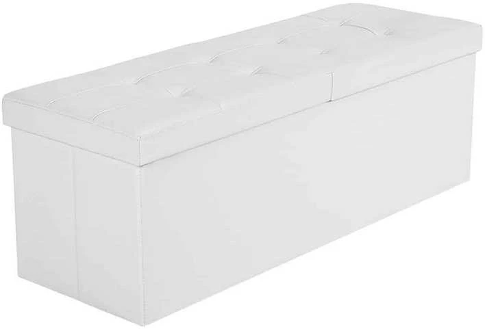 Songmics Suoliukas su atlenkiamu dangčiu 110 cm Baltas