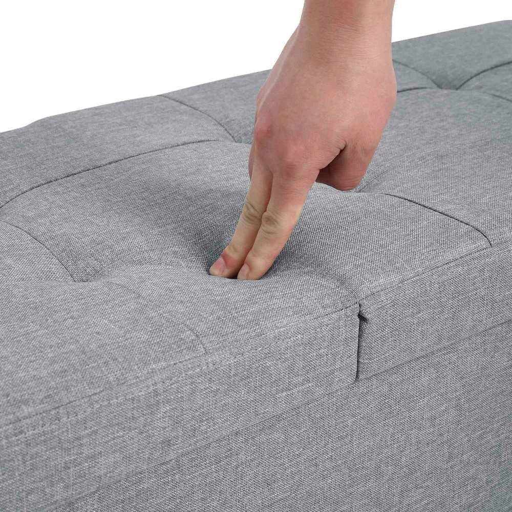 Songmics Suoliukas su atlenkiamu dangčiu 110 cm šviesiai pilkos spalvos