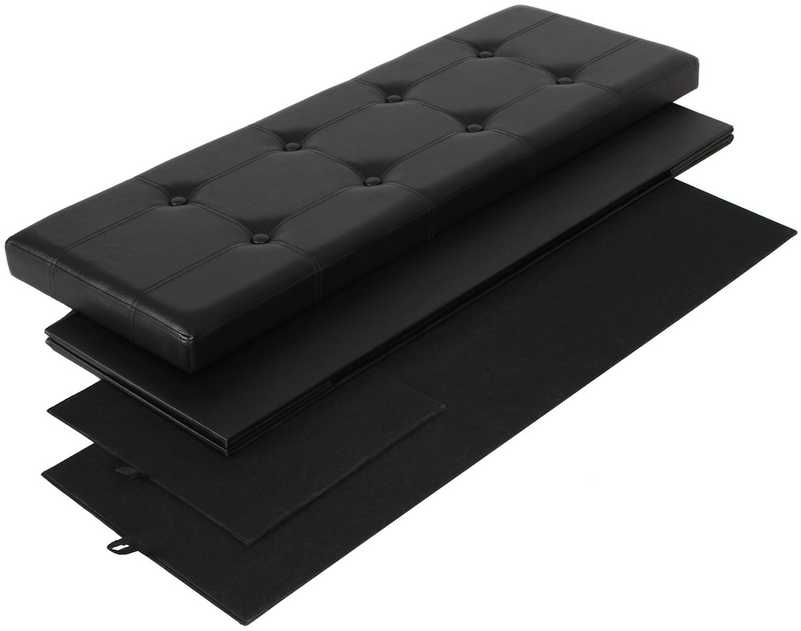Songmics Minkštas suolas su sandėliavimo vieta 110 cm juodos spalvos