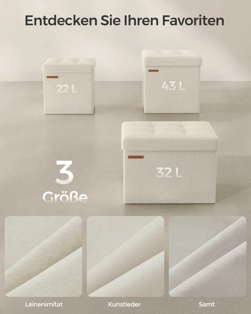 Songmics Laikymo pufas, 30x30x30 cm, baltas