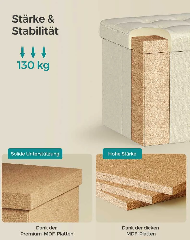 Songmics Laikymo pufas, 30x30x30 cm, baltas