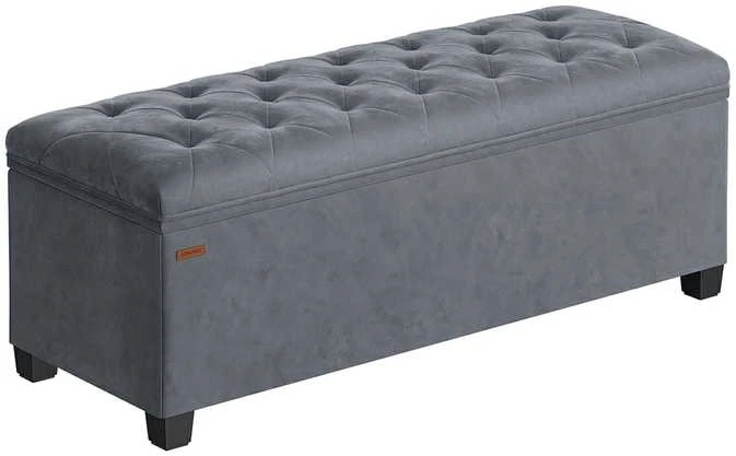 Songmics Taburetė su daiktadėže 40 x 110 x 40 cm skalūno pilkos spalvos