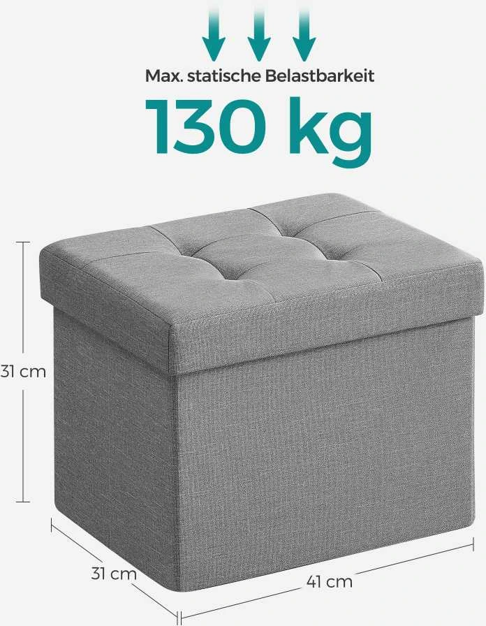 Songmics 41 cm ilgio suolas su daiktadėže šviesiai pilkos spalvos