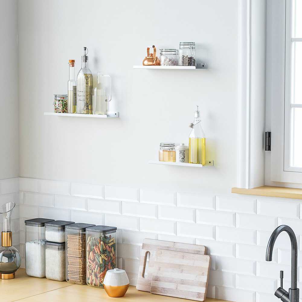 Songmics Sieninė lentyna, 30x9x2,5 cm 35x9x2,5 cm 40x9,5x2,5 cm, balta