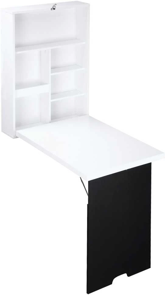 HOMCOM Sieninis rašomasis stalas Sulankstomas rašomasis stalas 5 skyriai Balta+juoda lenta 60x94.5x147cm