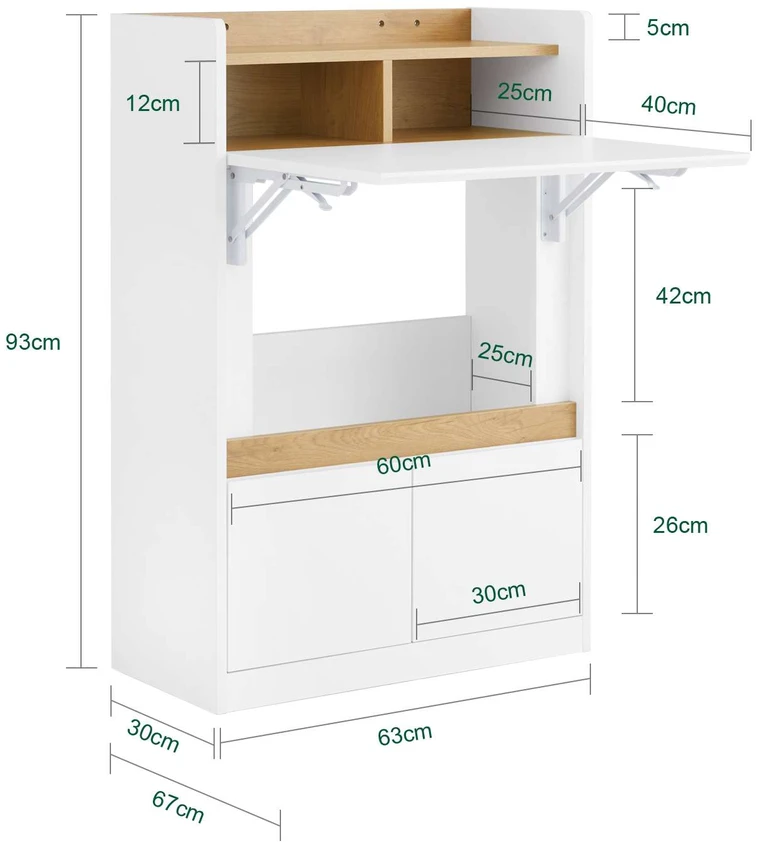 Sieninis sulankstomas stalas, SoBuy FWT109-WN, 64x30x93 cm