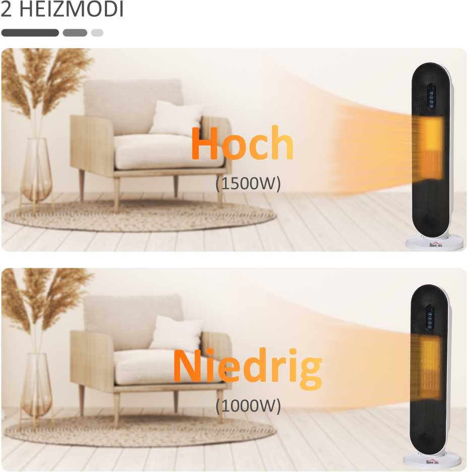 Homcom Ventiliatorinis šildytuvas 2000 W su nuotolinio valdymo pulteliu 21 x 21 x 63,5 cm