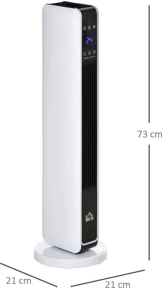 Homcom Ventiliatorinis šildytuvas su nuotolinio valdymo pulteliu 2200W, 21 x 21 x 73 cm